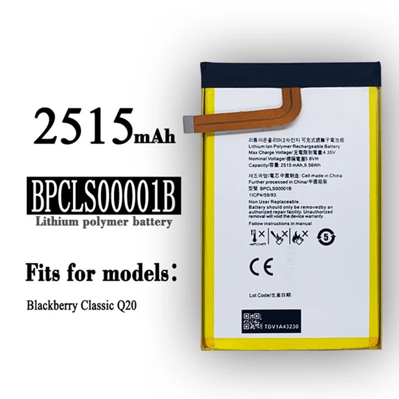Batterie de remplacement pour Blackberry Q20 Classic, BPCLS00001B Batterie de remplacement pour Blackberry Q20 Classic, BPCLS00001B